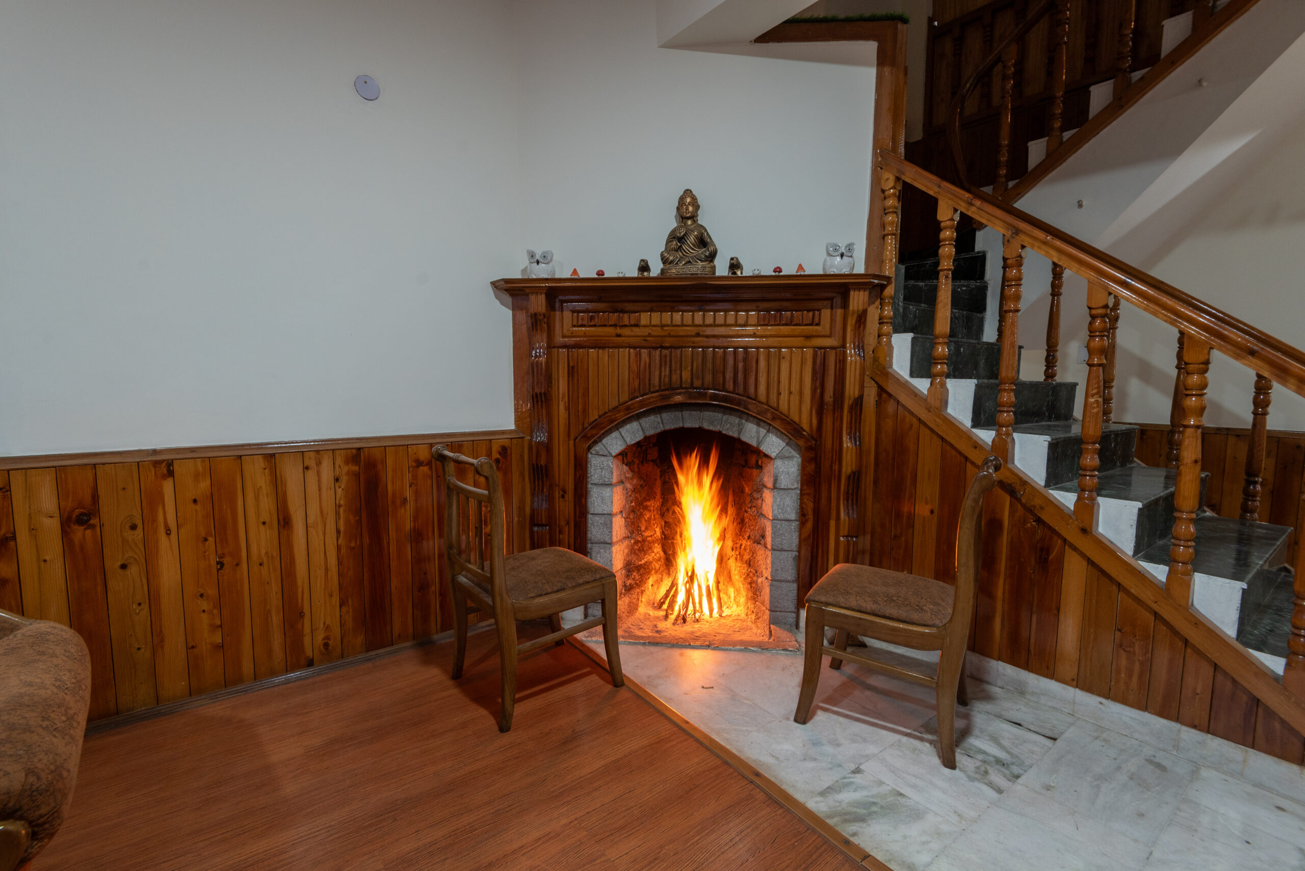 Fireplace in both the villa